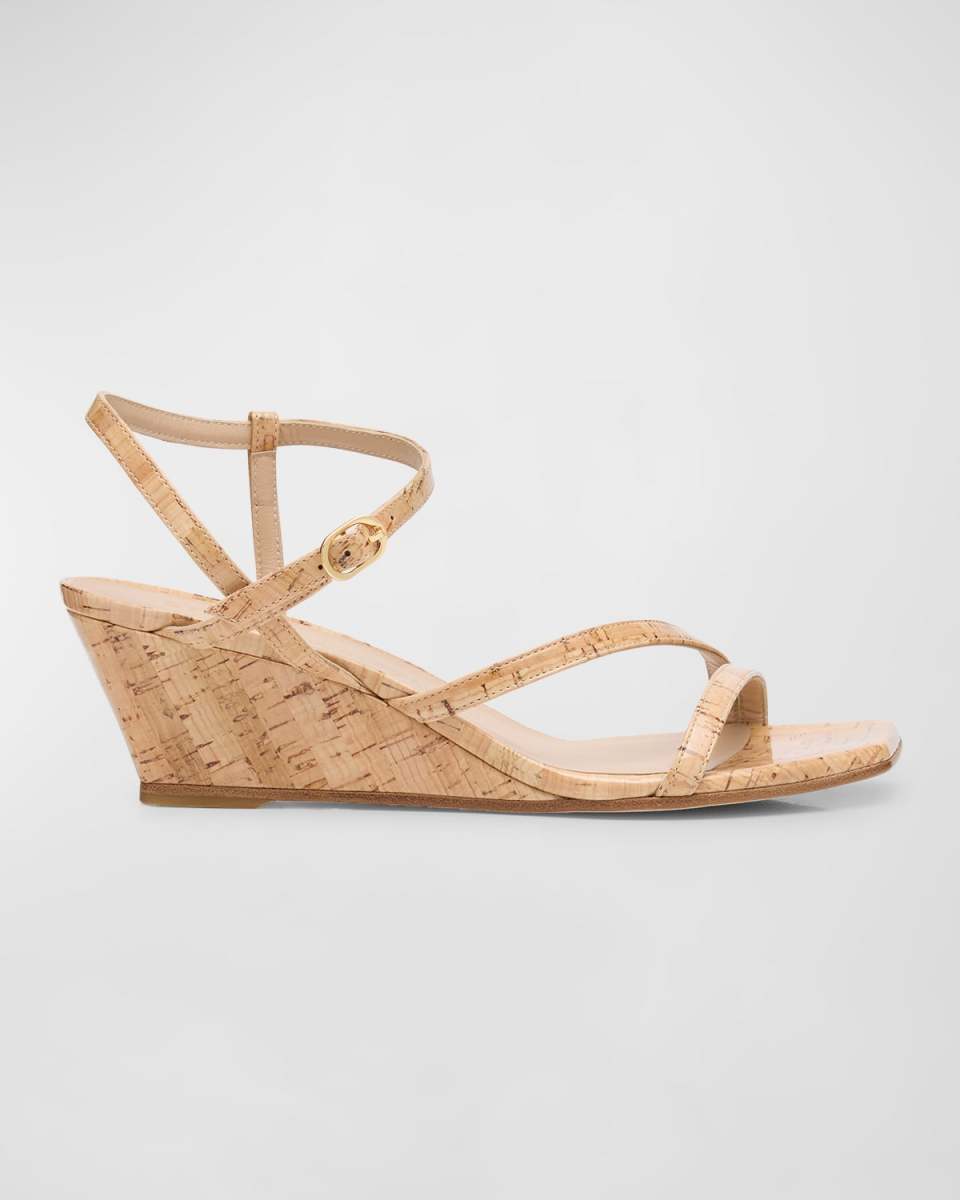 Oasis Cork Ankle-Strap Wedge Sandals